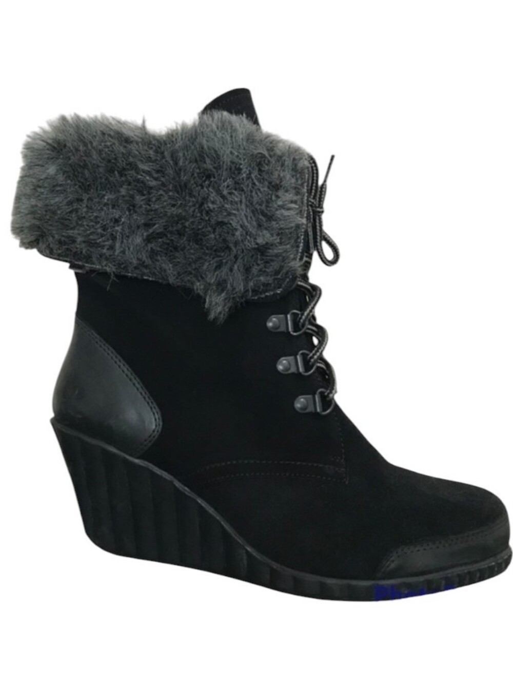 SALE 🛒 MAG Creative Footwear Black Suede Wedge Heel Boots | Rollover